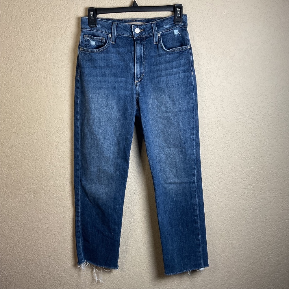 Joes Womens 26 Blue High rise Straight Crop Denim Jeans Distressed Medium Wash